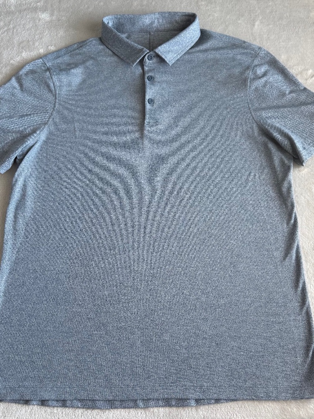 Lululemon Men’s Evolution Short Sleeve Polo Shirt Light Heather Blue Stretch